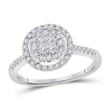 14kt White Gold Womens Princess Diamond Cluster Bridal Wedding Engagement Ring 1/2 Cttw