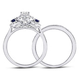 14kt White Gold Womens Pear Diamond Bridal Wedding Engagement Ring Band Set 1.00 Cttw (Certified)