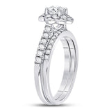 14kt White Gold Womens Round Diamond Bridal Wedding Engagement Ring Band Set 1.00 Cttw (Certified)