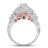 14kt Two-tone Gold Womens Round Diamond Bridal Wedding Engagement Ring Band Set 2.00 Cttw (Certified)