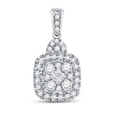 14kt White Gold Womens Round Diamond Fashion Dangle Earrings 1/2 Cttw