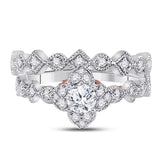 14kt Two-tone Gold Womens Round Diamond Bridal Wedding Engagement Ring Band Set 5/8 Cttw (Certified)