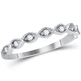14kt White Gold Womens Round Diamond Twist Stackable Band Ring 1/10 Cttw