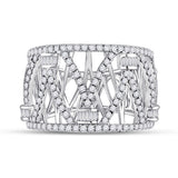 14kt White Gold Womens Round Diamond Modern Fashion Band Ring 1.00 Cttw