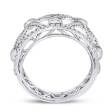 14kt White Gold Womens Round Diamond Modern Fashion Band Ring 1.00 Cttw