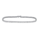14kt White Gold Womens Round Diamond Timeless Tennis Bracelet 2.00 Cttw