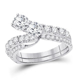 14kt White Gold Womens Round Diamond Bridal Wedding Engagement Ring Band Set 2.00 Cttw (Certified)
