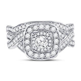 14kt White Gold Womens Round Diamond Bridal Wedding Engagement Ring Band Set 1.00  (Certified)