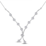 14kt White Gold Womens Round Diamond Flower Cluster Cocktail Necklace 1.00 Cttw