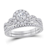 14kt White Gold Womens Round Diamond Bridal Wedding Engagement Ring Band Set 1.00 Cttw (Certified)