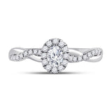 14kt White Gold Womens Oval Diamond Halo Bridal Wedding Engagement Ring 5/8 Cttw