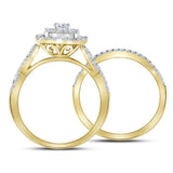 14kt Yellow Gold Womens Round Diamond Bridal Wedding Engagement Ring Band Set 1.00 Cttw (Certified)
