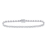 14kt White Gold Womens Round Diamond Cluster Tennis Bracelet 1-7/8 Cttw