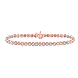 14kt Rose Gold Womens Round Diamond Milgrain Tennis Bracelet 2.00 Cttw