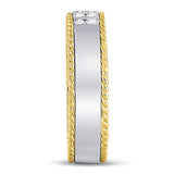14kt Two-tone Gold His Hers Round Diamond Cluster Matching Bridal Wedding Ring Band Set 1.00 Cttw