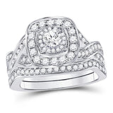 14kt White Gold Womens Round Diamond Bridal Wedding Engagement Ring Band Set 1.00  (Certified)