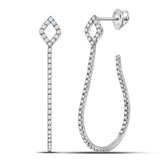 14kt White Gold Womens Round Diamond Modern Hoop Earrings 3/4 Cttw