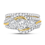 14kt Yellow Gold Womens Round Diamond Bridal Wedding Engagement Ring Band Set 2.00 Cttw (Certified)
