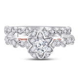 14kt Two-tone Gold Womens Round Diamond Bridal Wedding Engagement Ring Band Set 3/4 Cttw (Certified)