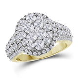 14kt Yellow Gold Womens Round Diamond Right Hand Cluster Ring 1-3/4 Cttw