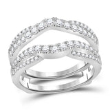 14kt White Gold Womens Round Diamond Wrap Ring Guard Enhancer 5/8 Cttw