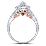 14kt White Gold Womens Pear Diamond Bridal Wedding Engagement Ring Band Set 1.00 Cttw (Certified)