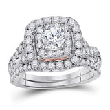 14kt Two-tone Gold Womens Round Diamond Bridal Wedding Engagement Ring Band Set 2.00 Cttw (Certified)