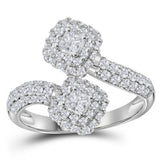 14kt White Gold Womens Round Diamond 2-stone Bridal Wedding Engagement Ring 1/2 Cttw (Certified)