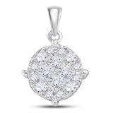 14kt White Gold Womens Princess Diamond Fashion Cluster Pendant 1.00 Cttw