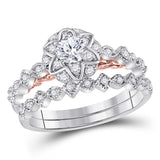 14kt Two-tone Gold Womens Round Diamond Bridal Wedding Engagement Ring Band Set 3/4 Cttw (Certified)