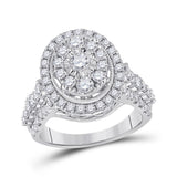 14kt White Gold Womens Round Diamond Right Hand Cluster Ring 1-5/8 Cttw