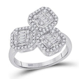 14kt White Gold Womens Baguette Diamond Fashion Cocktail Ring 5/8 Cttw
