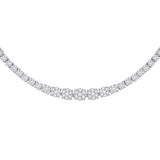 14kt White Gold Womens Round Diamond Graduated Tennis Necklace 9-3/8 Cttw
