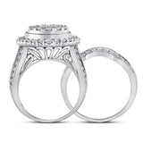 14kt White Gold Womens Princess Diamond Bridal Wedding Engagement Ring Band Set 2.00 Cttw