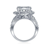 14kt White Gold Womens Princess Diamond Bridal Wedding Engagement Ring Band Set 3.00 Cttw