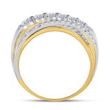 14kt Yellow Gold Womens Round Diamond Graduated Crossover Band Ring 1/2 Cttw