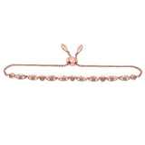 14kt Rose Gold Womens Round Brown Diamond Vintage Bolo Bracelet 3/8 Cttw