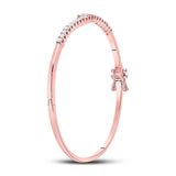14kt Rose Gold Womens Round Diamond Bypass Bangle Bracelet 1.00 Cttw