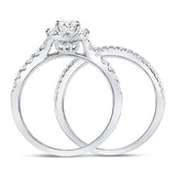 14kt White Gold Womens Round Diamond Bridal Wedding Engagement Ring Band Set 1.00 Cttw (Certified)