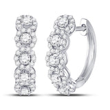14kt White Gold Womens Round Diamond Halo Hoop Earrings 1.00 Cttw
