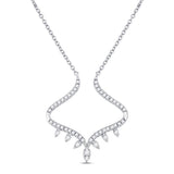 14kt White Gold Womens Round Diamond Modern-V Fashion Necklace 1/4 Cttw