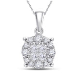 14kt White Gold Womens Princess Diamond Fashion Cluster Pendant 1/6 Cttw