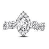 14kt Two-tone Gold Womens Marquise Diamond Solitaire Bridal Wedding Engagement Ring 3/4 Cttw (Certified)