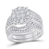 14kt White Gold Womens Princess Diamond Bridal Wedding Engagement Ring Band Set 2-1/2 Cttw