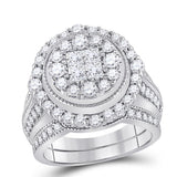 14kt White Gold Womens Princess Diamond Bridal Wedding Engagement Ring Band Set 2.00 Cttw