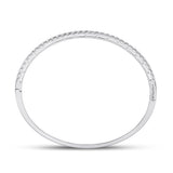 14kt White Gold Womens Round Diamond Classic Bangle Bracelet 2.00 Cttw