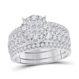 14kt White Gold Womens Princess Diamond Bridal Wedding Engagement Ring Band Set 1-3/4 Cttw
