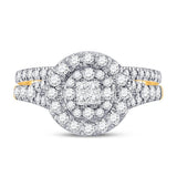 14kt Yellow Gold Womens Princess Diamond Bridal Wedding Engagement Ring Band Set 1.00 Cttw