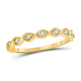 14kt Yellow Gold Womens Round Diamond Classic Stackable Band Ring 1/10 Cttw