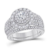 14kt White Gold Womens Round Diamond Bridal Wedding Engagement Ring Band Set 2.00 Cttw (Certified)